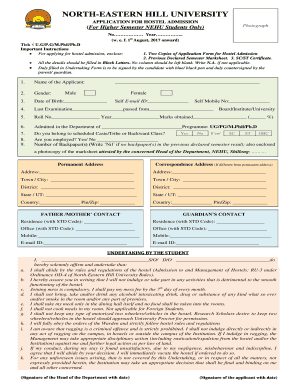 Nehu Hostel Application Form