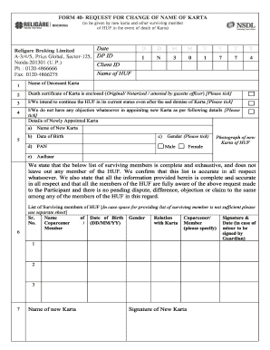 Form 40 Request for Change of Name of Karta