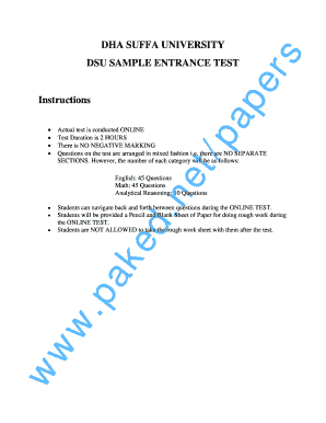 Dha Suffa Entry Test Past Papers  Form