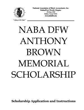  NABA DFW ANTHONY BROWN MEMORIAL SCHOLARSHIP 2017-2024