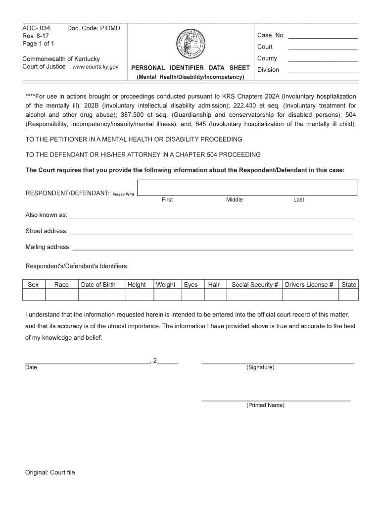  AOC 858 DOC Code PBC Rev 6 17 Page 1 of 1 Commonwealth of 2017-2024