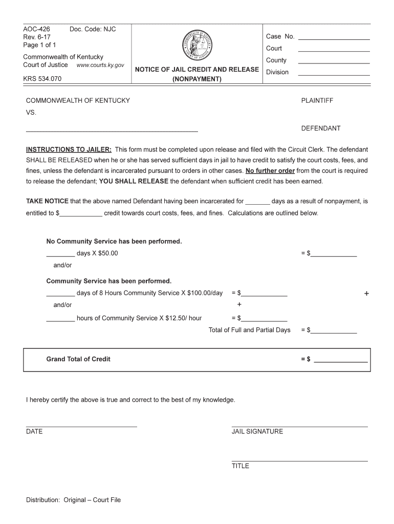  Fillable Notice to Vacate Kentucky for Non Payment 2017-2024