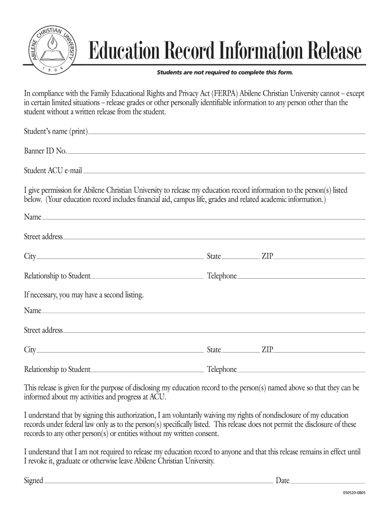 Acu Release  Form