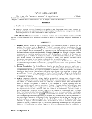 Private Label Agreement  Form