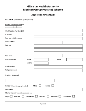 Health Card Renewal Gibraltar  Form