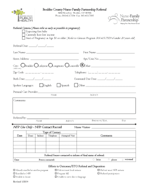 Boulder County Nurse Family Partnership Referral  Form