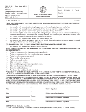  Kentucky Juvenile Form 2017-2024