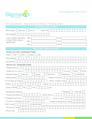 Sigma Pension Data Recapture Portal  Form