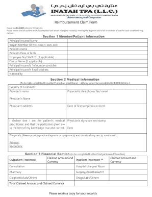 Inayah Claim Form