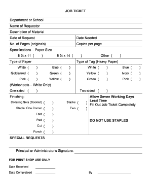 Job Ticket  Form