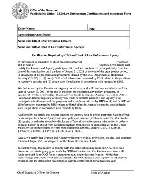 CEOLaw Enforcement Certifications and Assurances Form