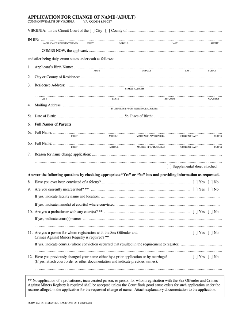 Get and Sign Application Change Name 2018-2022 Form