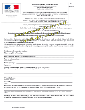 Attestation Relating to the Posting of a Worker  Form