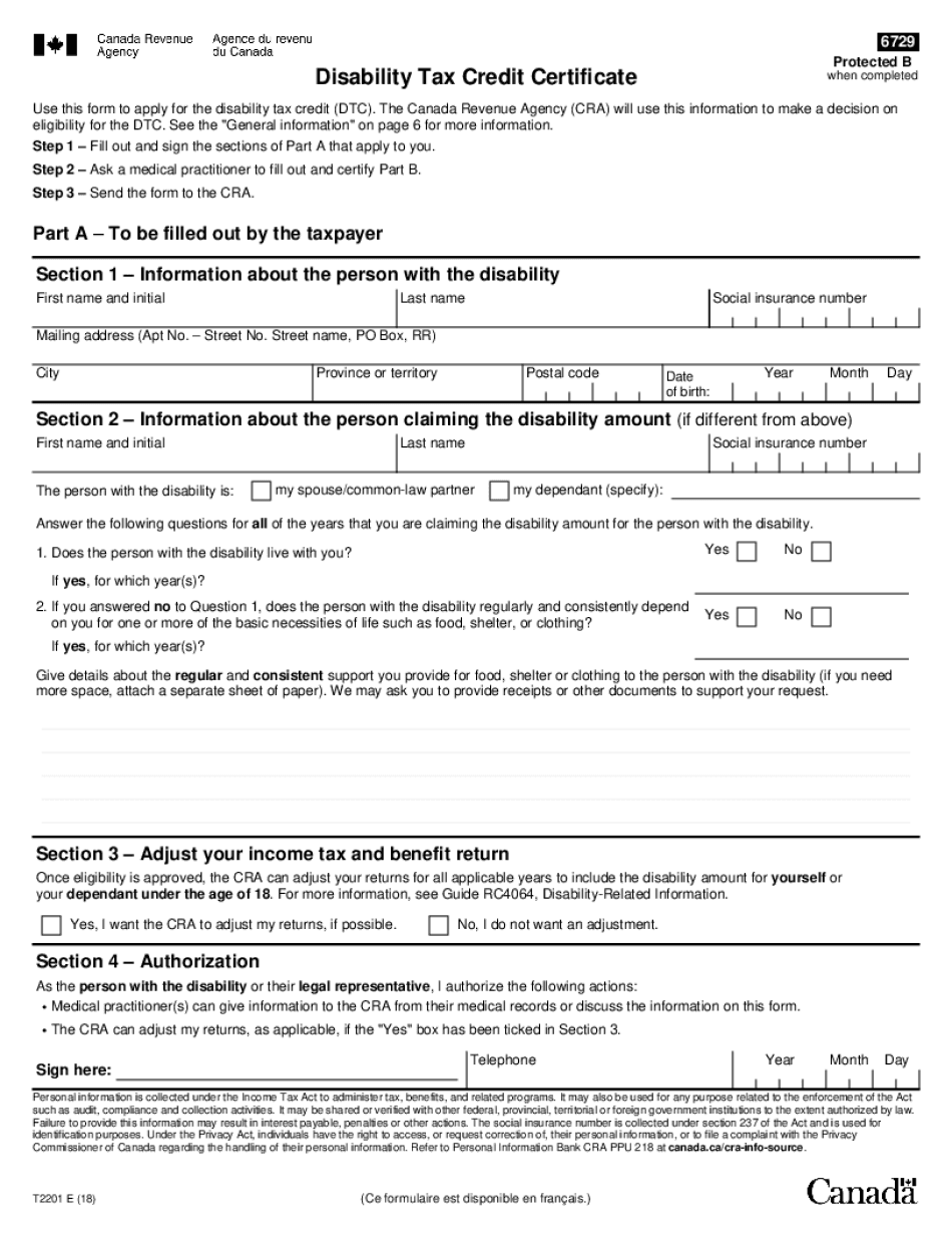  Eligibility for the DTC 2018