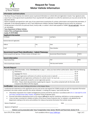  Driver&#039;s Privacy Protection Act Texas Department of Motor Vehicles 2018-2024