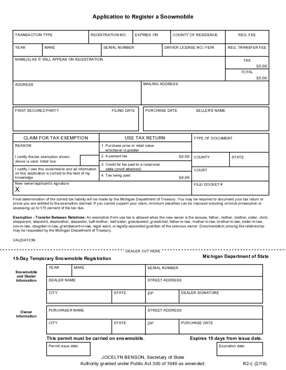  Vehicle Title and Registration Application IndividualTR 11L Title and Registration Application 2019-2024