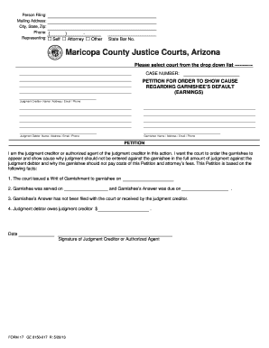  FORM 17 Petition for Order to Show Cause Re Garnishee&#039;s Default Earn 8150 017 FORM 17 Petition for Order to Show Cause Re G 2013-2024