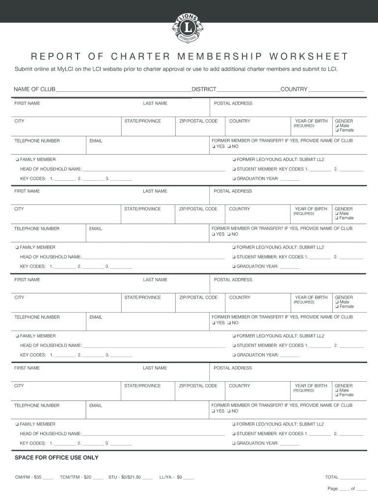  REPORT of CHARTER MEMBERSHIP WORKSHEET 2017-2024