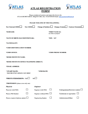 Atlas Registration Form