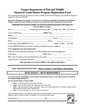  Mentored Youth Hunter Program Registration Form 2014-2024
