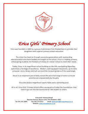 Erica Primary School Application Form