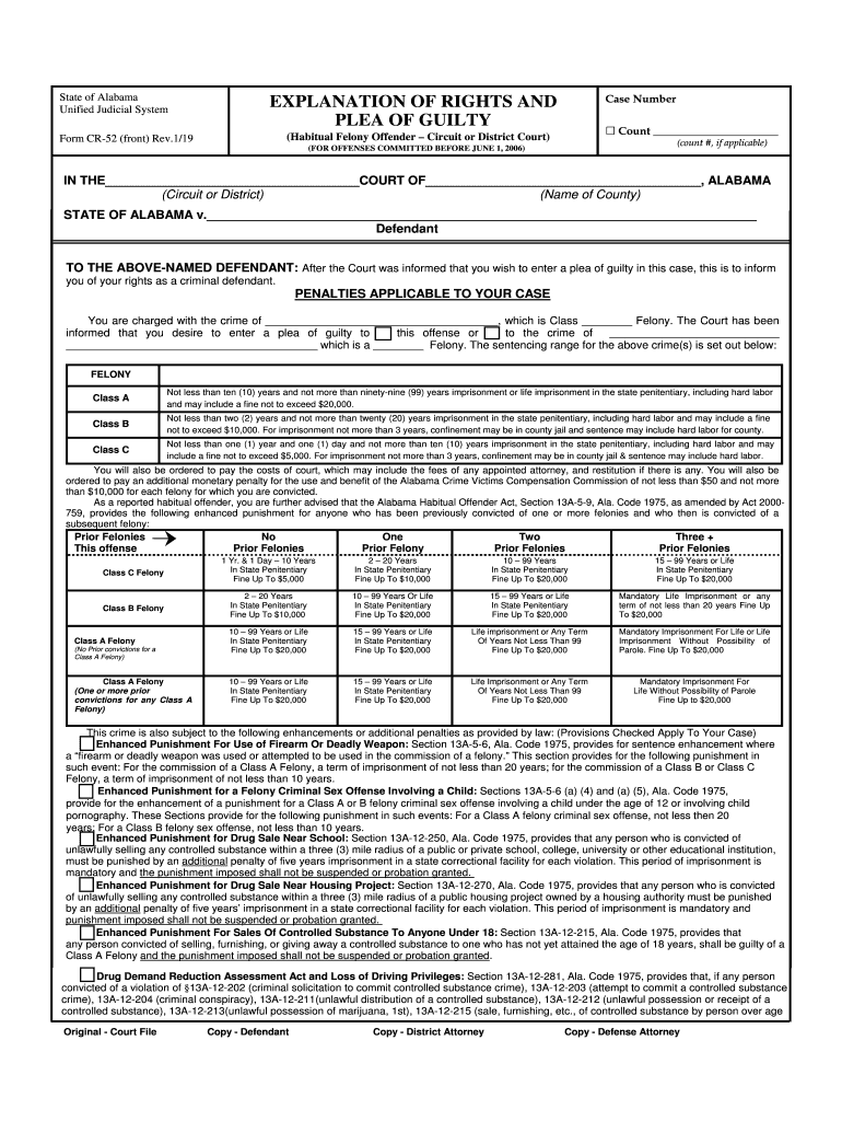  EXPLANATION of RIGHTS and 2019-2024