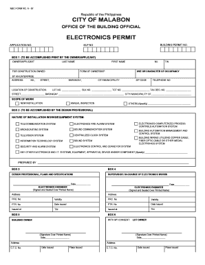 Electronics Permit  Form