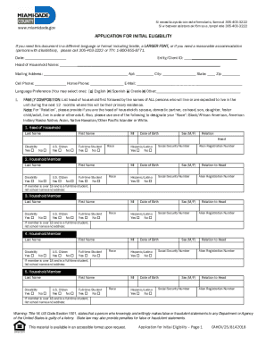 Application for Initial Eligibility  Form