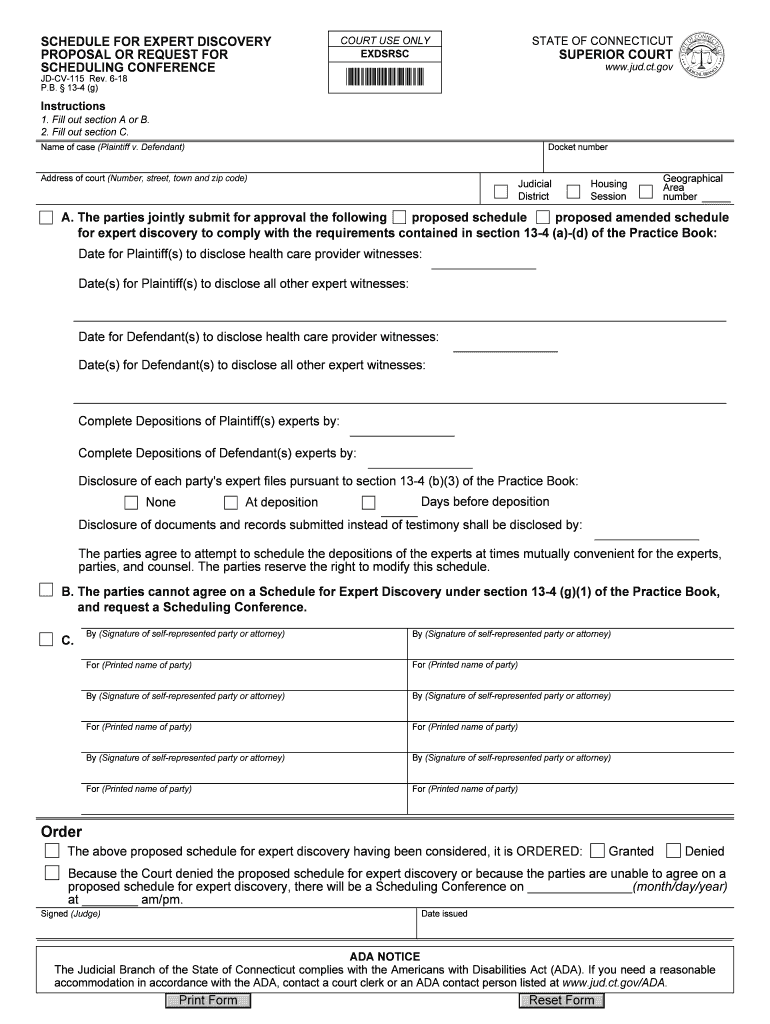  Fed Ct Discovery Schedule Plan Form 2018-2024
