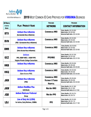 MOST COMMON ID CARD PREFIXES for VIRGINIA BUSINESS  Form