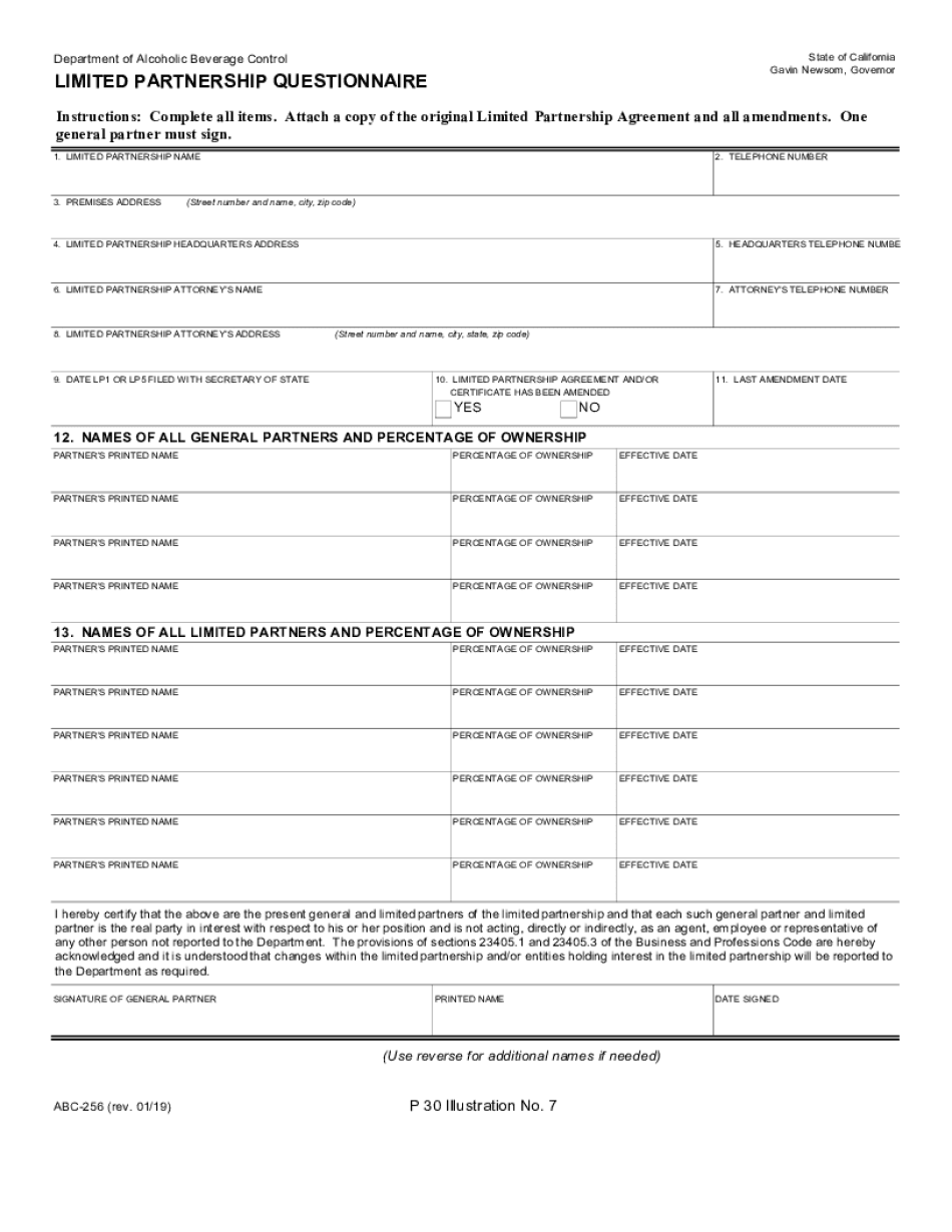  LIMITED PARTNERSHIP QUESTIONNAIRE 2019