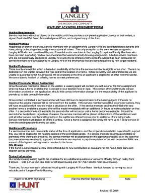  Patrick Afb Waitlist Acknowledgement Form 2019-2024