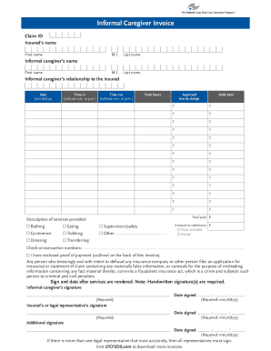  Informal Caregiver Invoice Informal Caregiver Invoice 2018