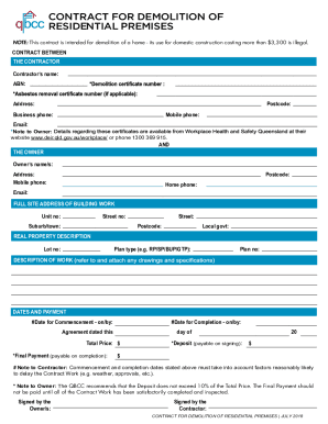  CONTRACT for DEMOLITION 2018-2024