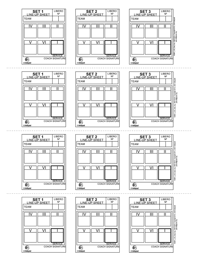 Usa Volleyball Lineup Sheet  Form