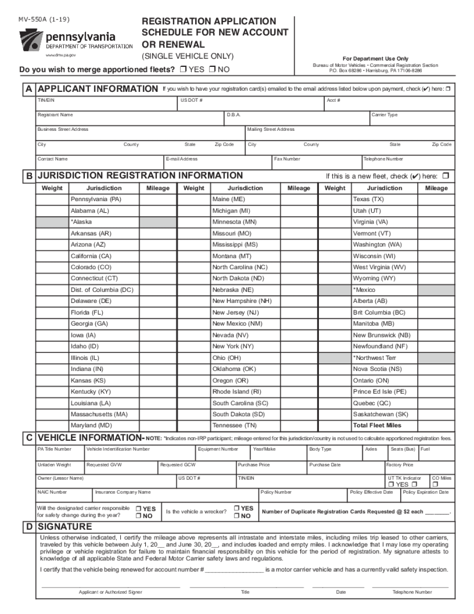 PennDOT Form MV 550A