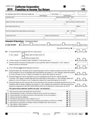  California Franchise Income 2018