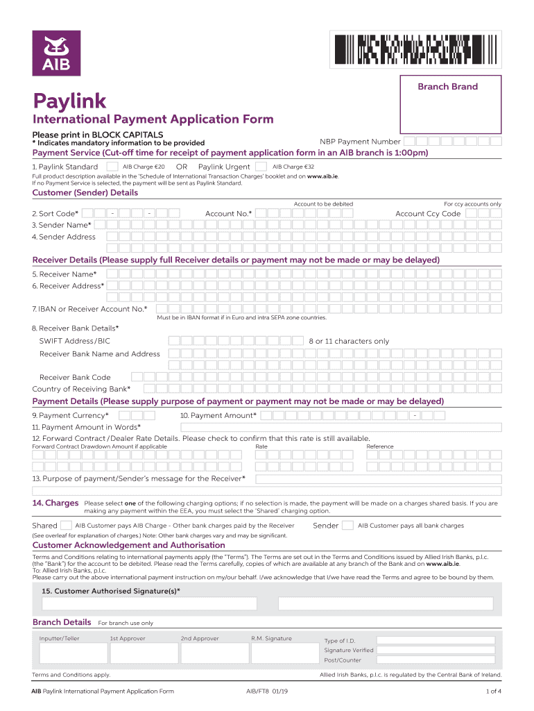  Same Day Transfer Form Aib 2019-2024