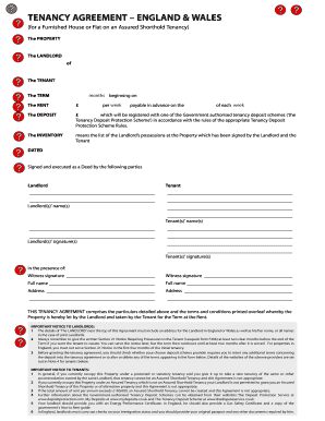 Tenancy Agreement England and Wales PDF  Form