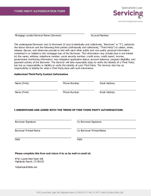 Servicing Third Party Authorization  Form