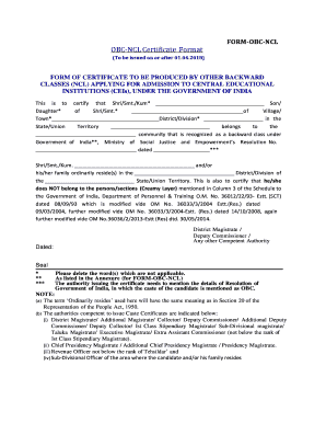 Ncl Certificate  Form