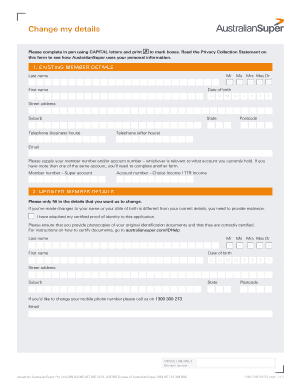  Australiansuper Change Details Form 2018