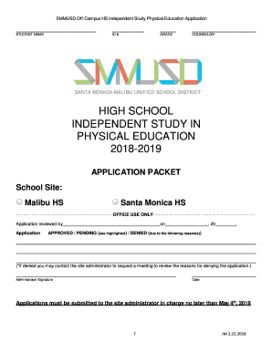  Independent Study Physical Education 2018
