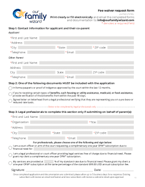 Our Family Wizard Fee Waiver  Form