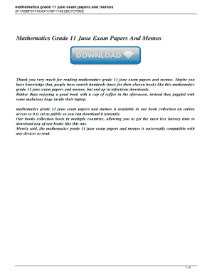 Mathematics Grade 11 June Exam Papers and Memos  Form