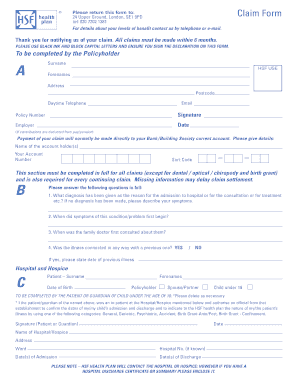 Hsf Claim Form