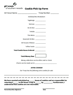 Cookie Pick Up Form