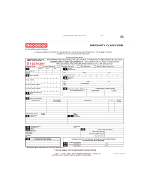 Goodman Warranty Claim Form