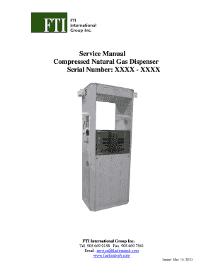 Service Manual Compressed Natural Gas Dispenser Serial CUGL  Form