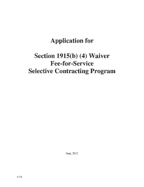 Application for Section 1915b 4 Waiver Fee for Service Selective  Form